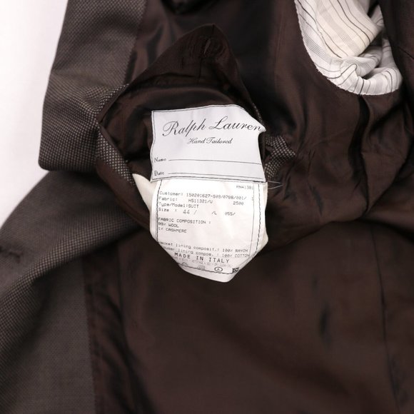 Ralph Lauren Purple Label Suit 42L Brown/Tan Birdseye Double Breasted Wool - Picture 12 of 16